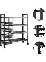 Organizador Multiuso Inox Carrinho Suporte Microondas Forno Galao Agua Fruteira De Chao 4 Prateleiras Multifuncoes Porta