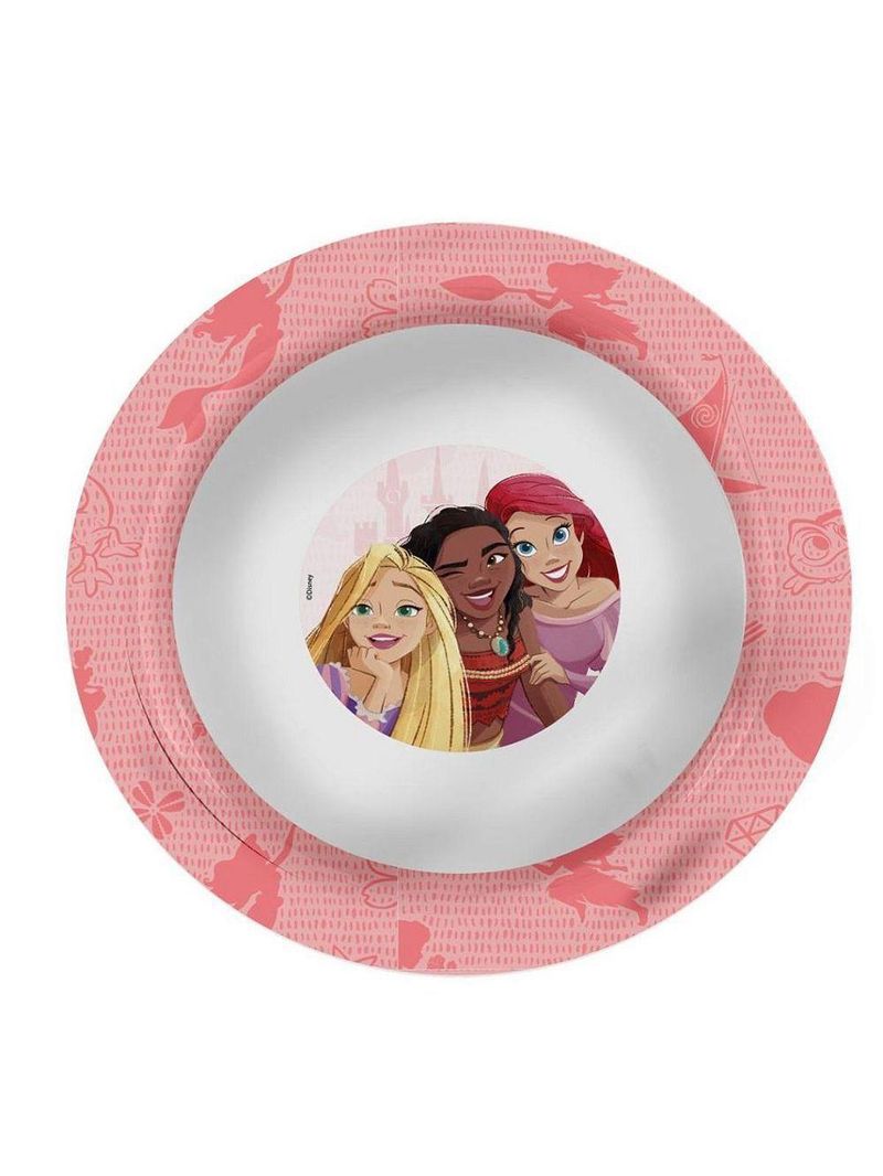 Kit Refeição Infantil Princesas Disney 6 Peças Prato Divisória, Tigela, Copo E Talheres - Tuut