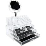 Organizador De Cosmeticos Maquiagem 4 Gavetas E Espelho Acrilico Porta Batom Pincel Lapis Joia