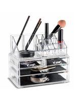 Organizador De Cosmeticos Maquiagem 4 Gavetas E Espelho Acrilico Porta Batom Pincel Lapis Joia