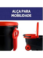 Mop Giratório Preto Cesto Em Inox Cabo De 140cm 13 Litros
