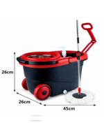 Mop Giratório Preto Cesto Em Inox Cabo De 140cm 13 Litros