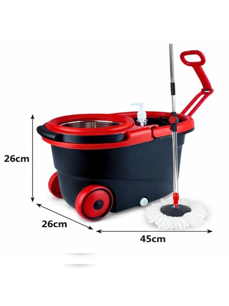 Mop Giratório Preto Cesto Em Inox Cabo De 140cm 13 Litros