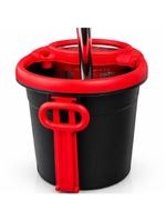 Mop Giratório Preto Cesto Em Inox Cabo De 140cm 13 Litros