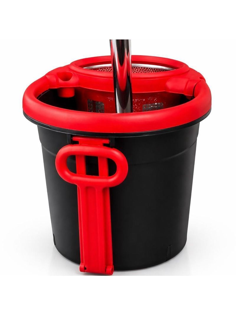 Mop Giratório Preto Cesto Em Inox Cabo De 140cm 13 Litros