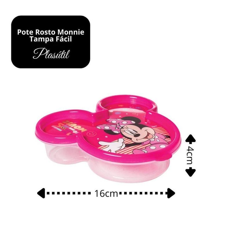 Kit Lancheira Infantil Minnie Disney 5 Peças Pote, Copo E Talheres - Tuut