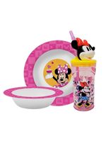 Kit Refeição Infantil Minnie Disney 3 Peças Prato, Tigela E Copo 3d 360ml