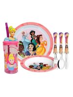 Kit Refeição Infantil Princesas Disney 6 Peças Prato, Tigela, Copo E Talheres - Tuut