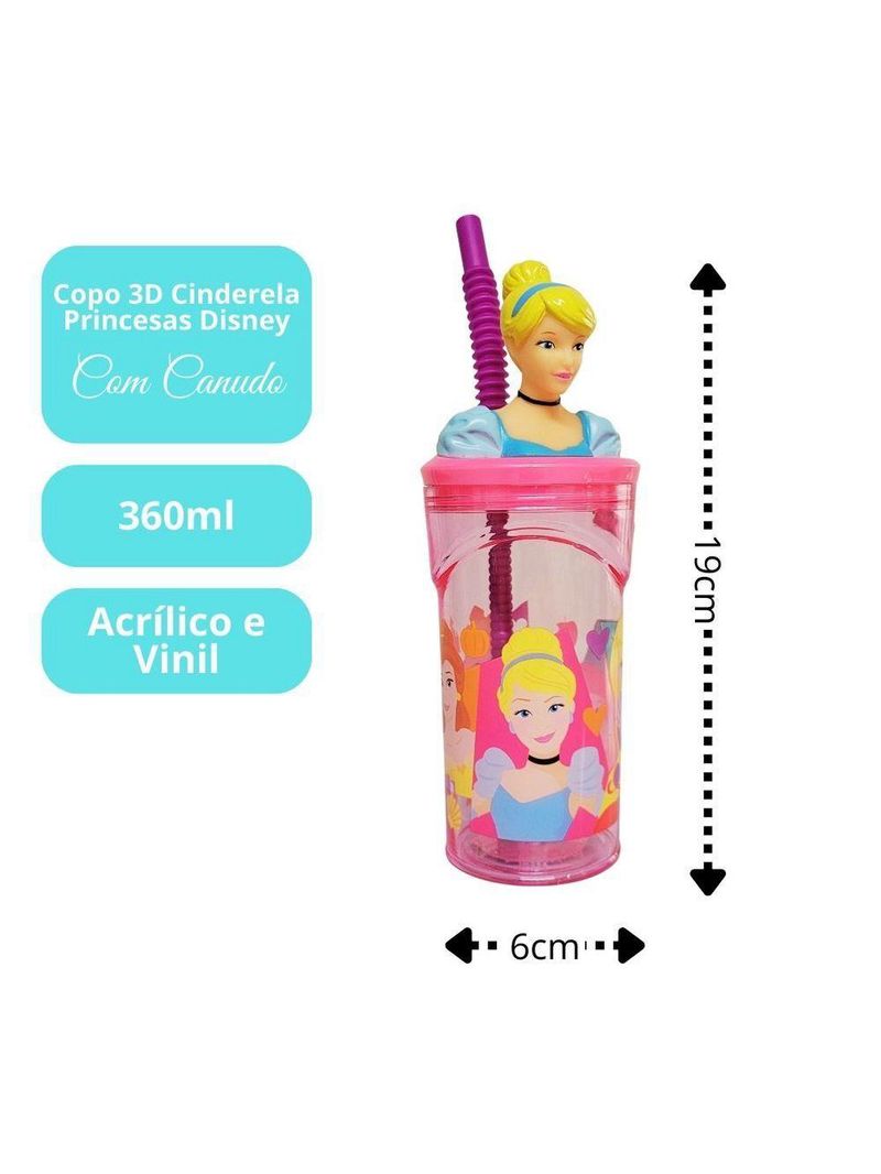 Kit Refeição Infantil Princesas Disney 6 Peças Prato, Tigela, Copo E Talheres - Tuut