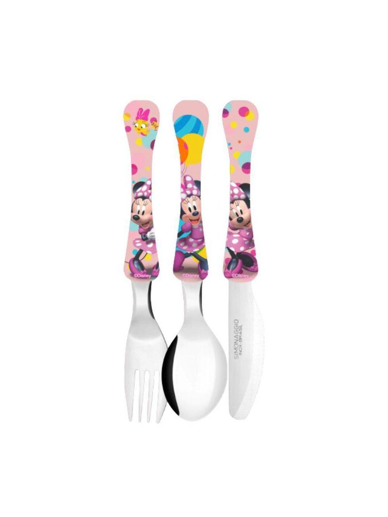 Kit Lancheira Infantil Minnie Disney 5 Peças Pote Com Tampa, Copo 3d E Talheres