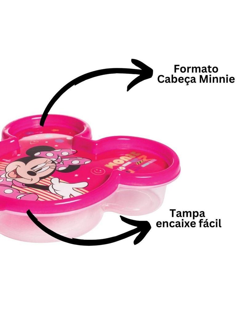 Kit Copo 3d Com Canudo 360ml E Pote Com Tampa Rosto Minnie Mouse Disney