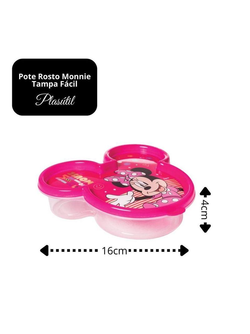 Kit Copo 3d Com Canudo 360ml E Pote Com Tampa Rosto Minnie Mouse Disney