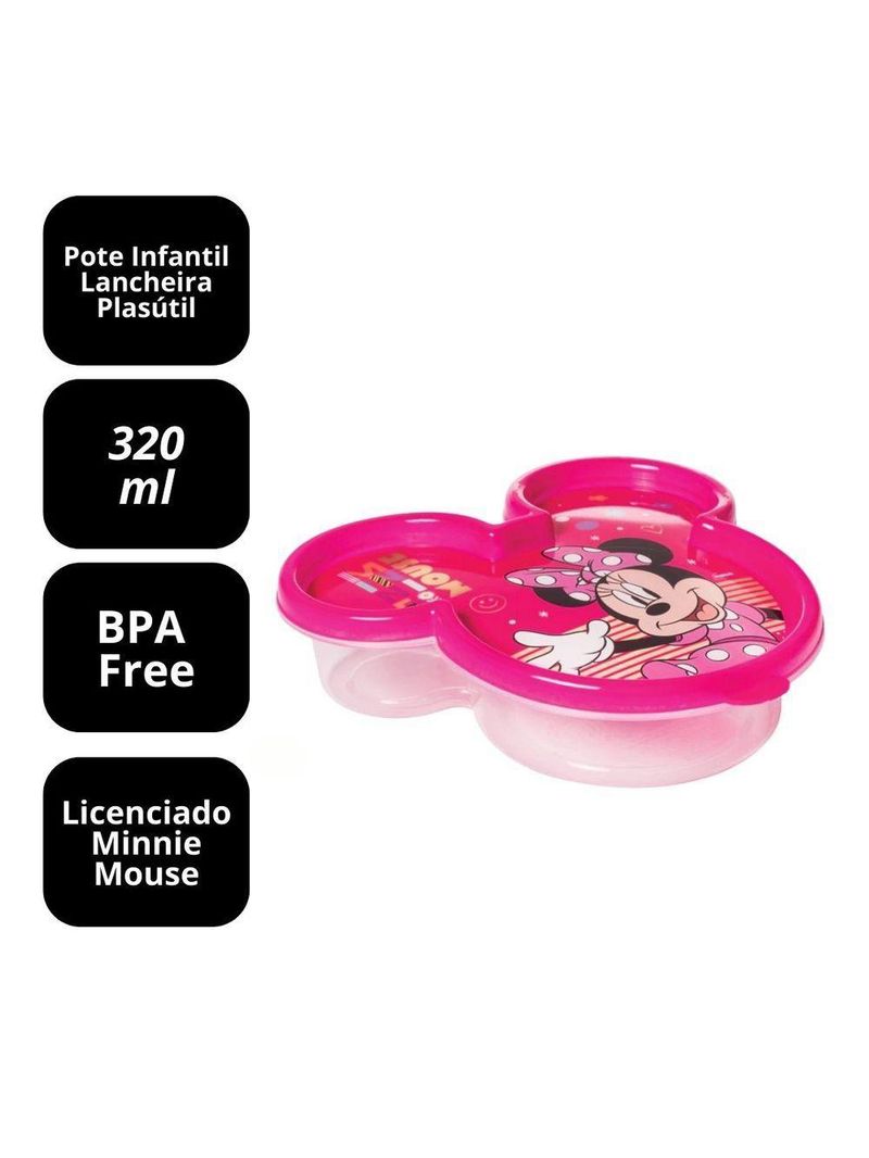 Kit Copo 3d Com Canudo 360ml E Pote Com Tampa Rosto Minnie Mouse Disney