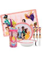 Jogo Refeição Infantil Princesas Disney 7 Peças Tigelas, Copo, Lugar Americano E Talheres - Tuut