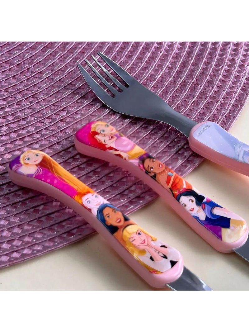 Jogo Refeição Infantil Princesas Disney 7 Peças Tigelas, Copo, Lugar Americano E Talheres - Tuut