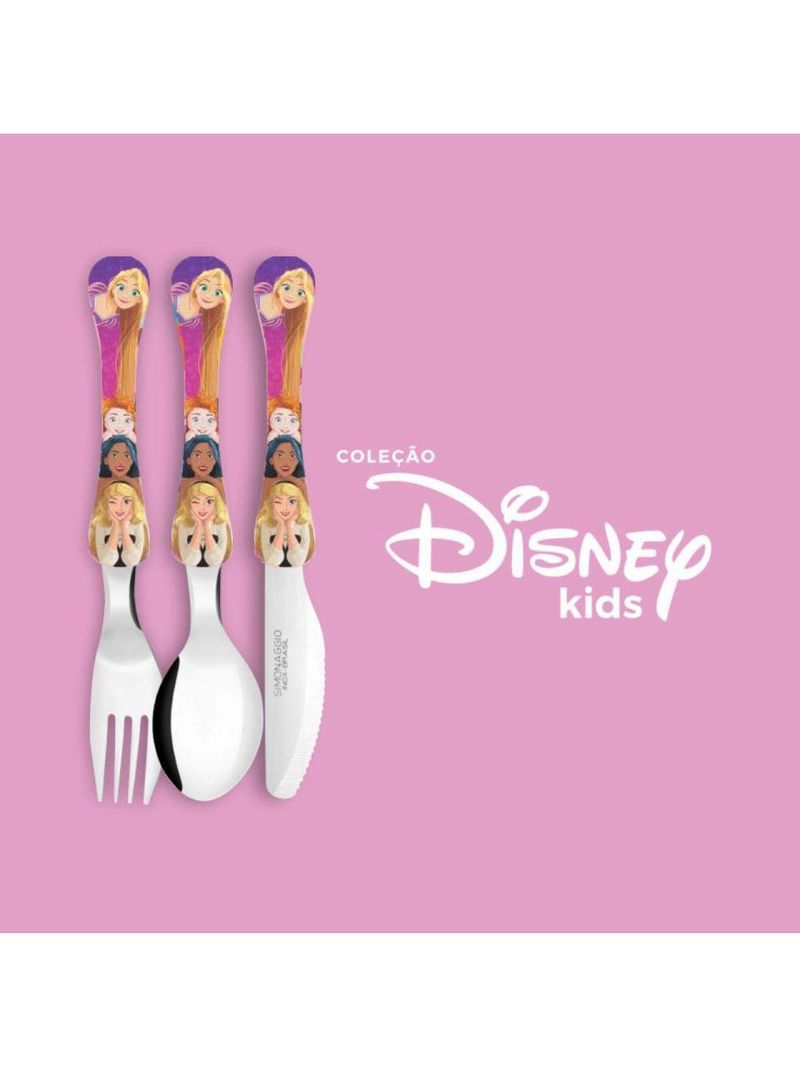 Jogo Refeição Infantil Princesas Disney 7 Peças Tigelas, Copo, Lugar Americano E Talheres - Tuut