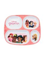 Jogo Refeição Infantil Princesas Disney 4 Peças Bandeja Divisória, Prato Fundo, Tigela E Copo Melamina - Tuut