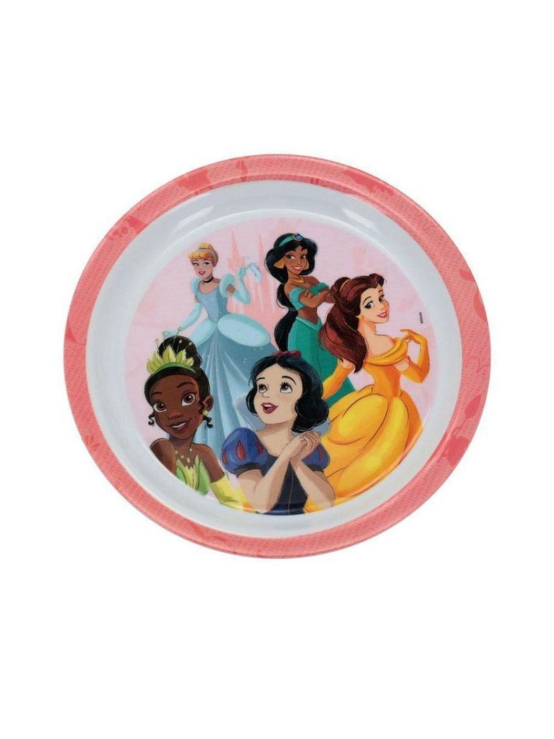 Jogo Refeição Infantil Princesas Disney 6 Peças Prato Divisória, Prato Fundo, Copo E Talheres - Tuut