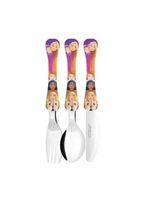 Jogo Refeição Infantil Princesas Disney 6 Peças Prato Divisória, Prato Fundo, Copo E Talheres - Tuut