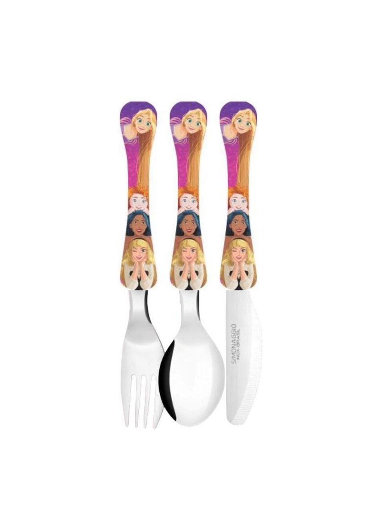 Jogo Refeição Infantil Princesas Disney 6 Peças Prato Divisória, Prato Fundo, Copo E Talheres - Tuut