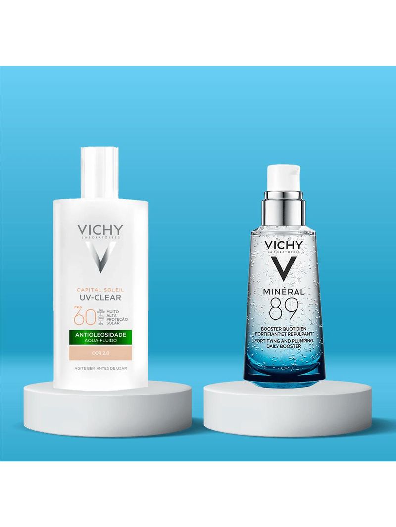 Vichy kit - protetor solar facial sem cor fps60 + sérum facial fortalecedor