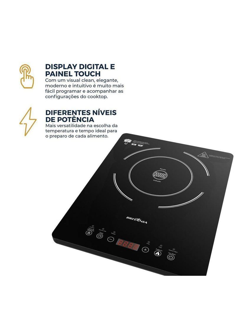 Cooktop de Indução Britânia Portátil Painel Touch BCTE10A 110V