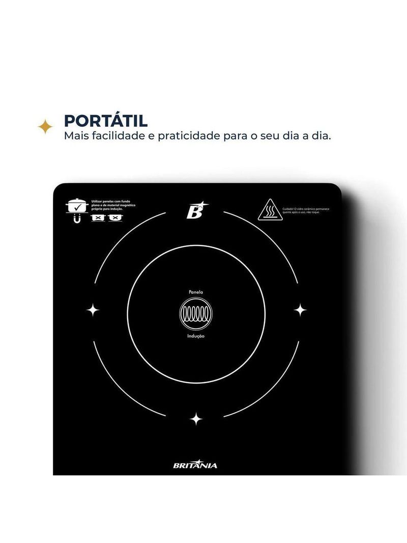Cooktop De Indução Britânia Portátil Painel Touch BCTE10A 220V