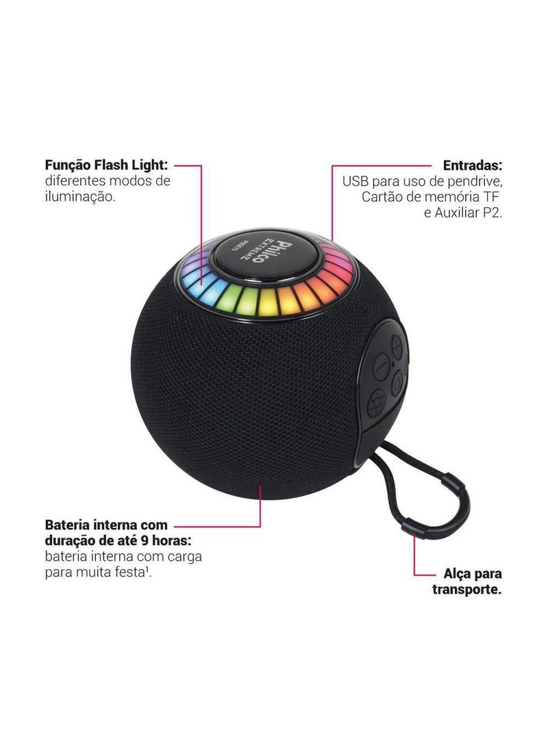 Caixa De Som Speaker Philco Extreme 15W PBSE15 Bivolt