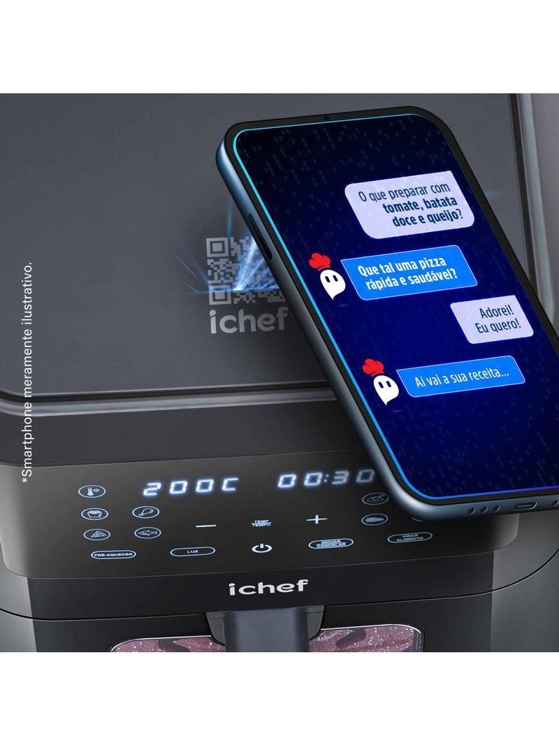 Fritadeira elétrica airfryer ichef smart vision 6l
