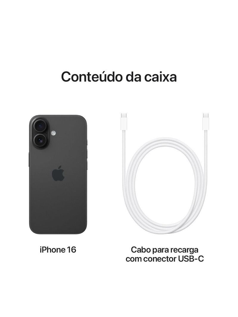 Apple iphone 16 128gb 6,1" 48mp preto