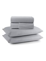Jogo Cama Lençol Casa Scarpa Sonnet Queen Malha Lisa Algodão Macio 4 Peças - Cinza