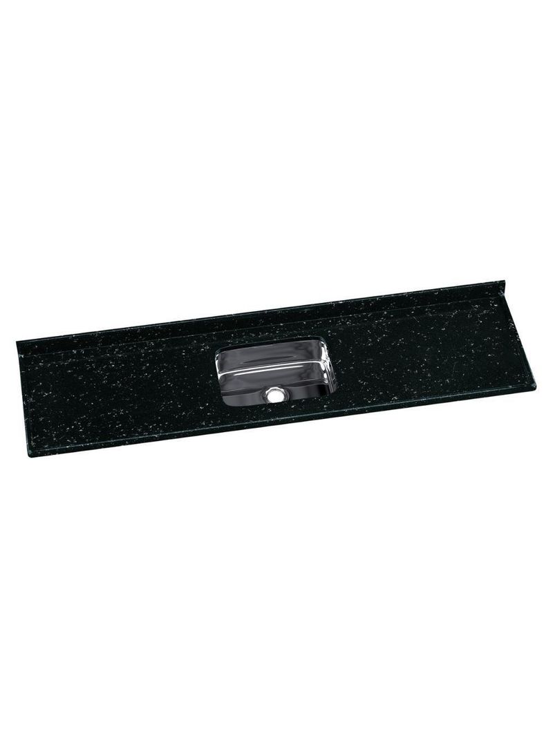 Pia De Cozinha Mármore Sintético 199x55cm Com Cuba Aço Inox Multimóveis CR20477 Preto