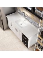 Pia De Cozinha Mármore Sintético 180x55cm Multimóveis CR20483 Off White