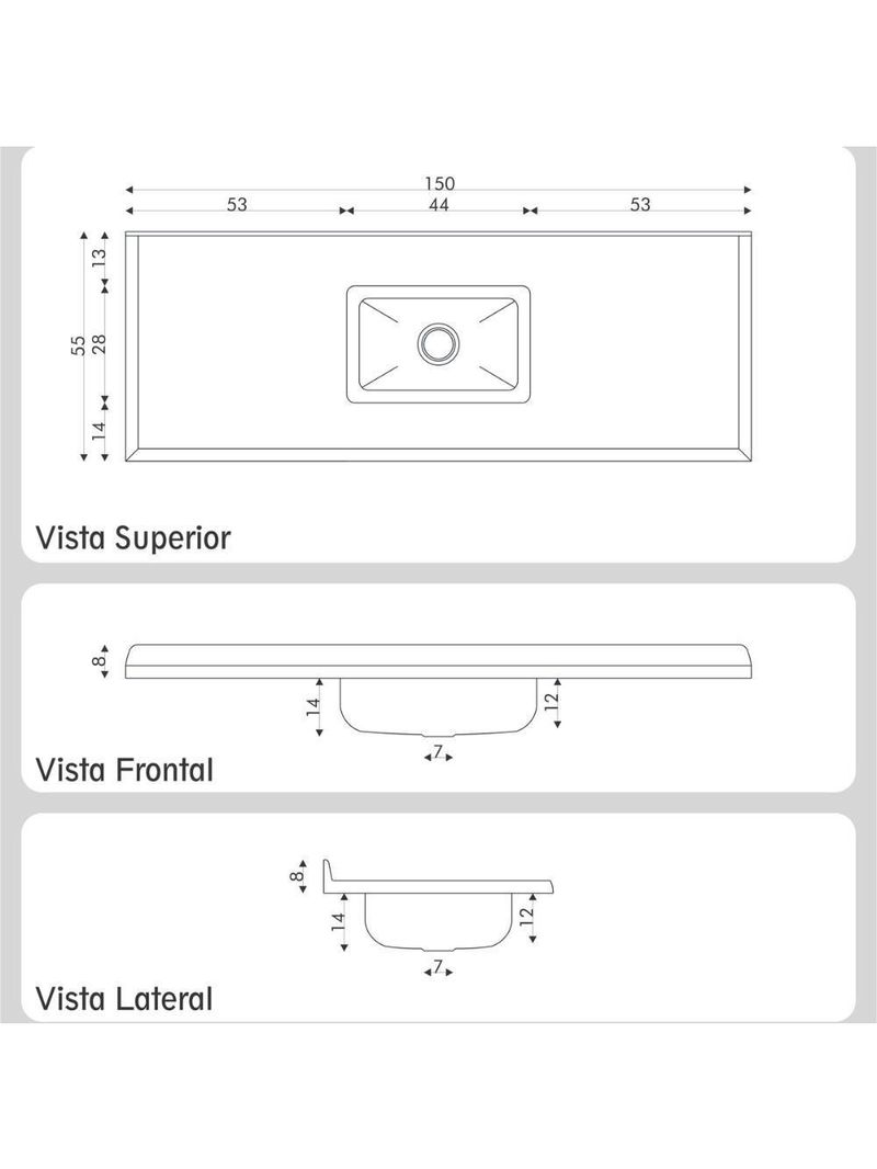 Pia De Cozinha Mármore Sintético 150x55cm Com Cuba Aço Inox Multimóveis CR20474 Off White