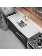 Pia De Cozinha Mármore Sintético 150x55cm Com Cuba Aço Inox Multimóveis CR20474 Off White