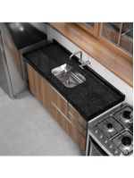 Pia De Cozinha Mármore Sintético 180x55cm Com Cuba Aço Inox Multimóveis CR20476 Preto