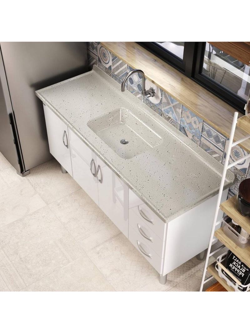 Pia De Cozinha Mármore Sintético 180x55cm Multimóveis CR20483 Travertino