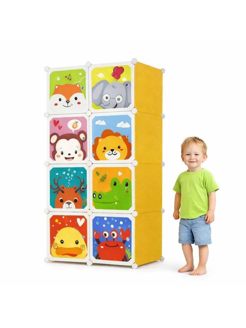 Armario Guarda Roupas Infantil Organizador Modular Portatil Brinquedos Sapatos Estante Compacto 8 Portas Empilhavel