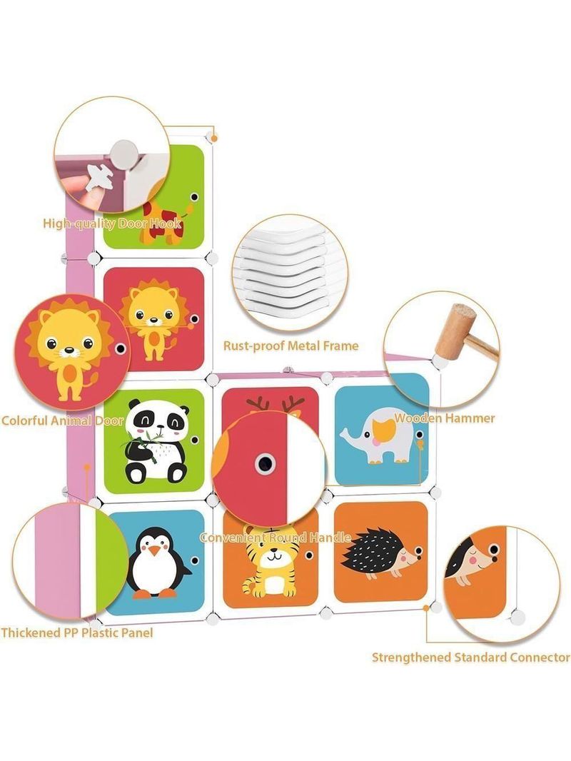 Armario Guarda Roupas Infantil Organizador Modular Portatil Brinquedos Sapatos Estante Compacto 8 Portas Empilhavel