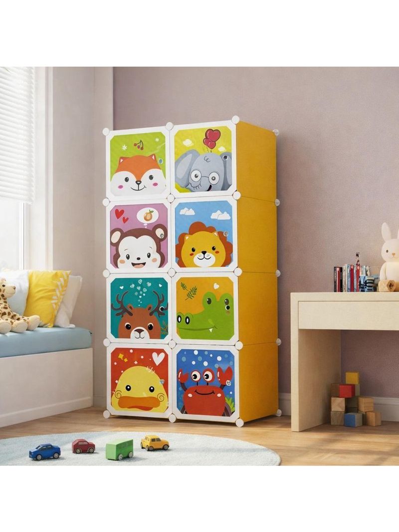 Armario Guarda Roupas Infantil Organizador Modular Portatil Brinquedos Sapatos Estante Compacto 8 Portas Empilhavel