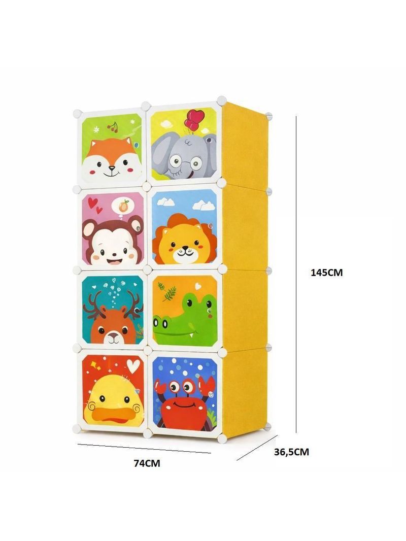 Armario Guarda Roupas Infantil Organizador Modular Portatil Brinquedos Sapatos Estante Compacto 8 Portas Empilhavel