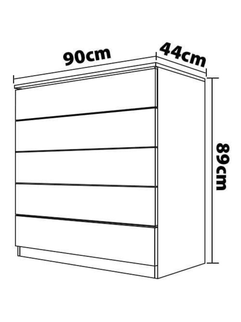 Cômoda bartira diplomata + 5 gavetas trava de segurança e espaço para tv de até 42" - 90cm de largura