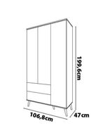 Guarda-roupa infantil bartira ternura com 3 portas, 2 gavetas - 106,8 cm de largura