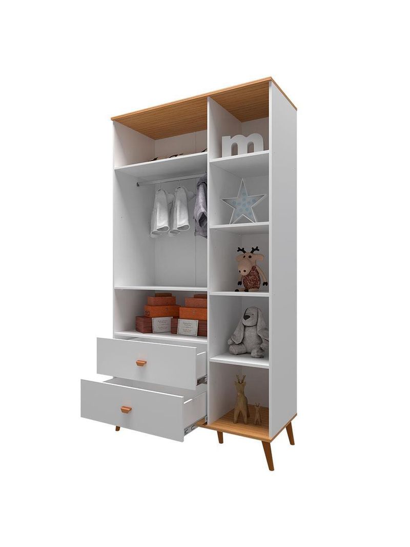 Guarda-roupa infantil bartira ternura com 3 portas, 2 gavetas - 106,8 cm de largura