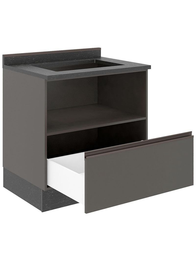 Balcão cooktop bartira linea 5 bocas com 1 gaveta e 1 porta basculante - 80,1cm de largura