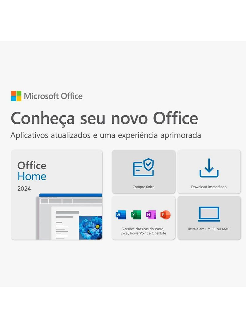 Microsoft office home 2024, word, excel, powerpoint, onenote, para pc/mac - compra Única