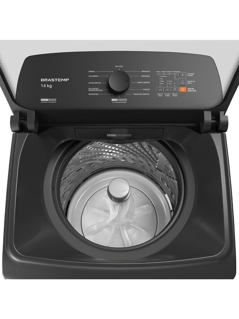 Máquina de lavar 14kg brastemp bwj14a9 platinum smart sensor cinza