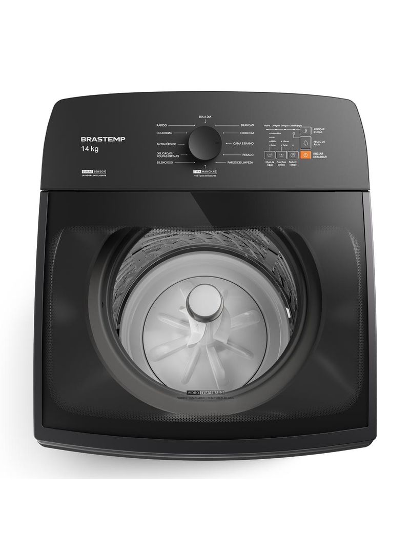 Máquina de lavar 14kg brastemp bwj14a9 platinum smart sensor cinza