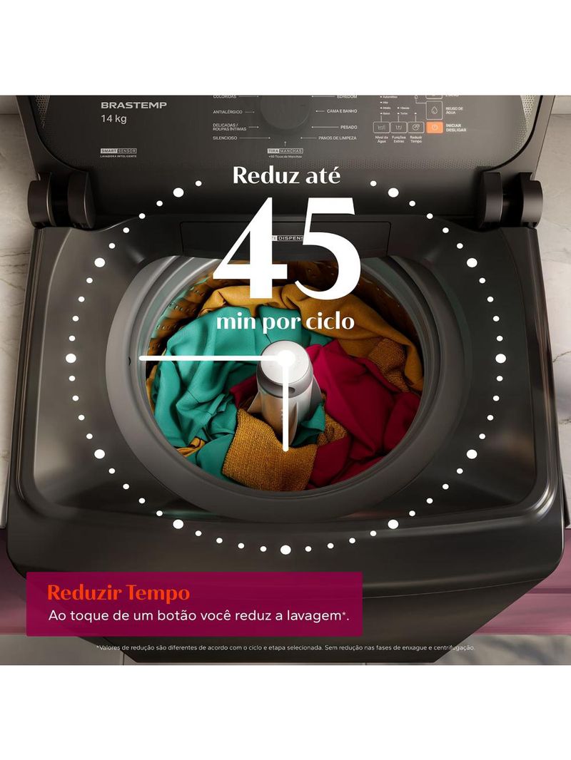 Máquina de lavar 14kg brastemp bwj14a9 platinum smart sensor cinza