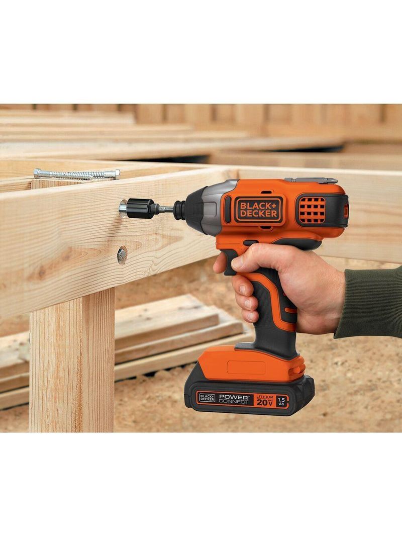 Parafusadeira de impacto black+decker power connect 1/4” bateria 20v led bivolt